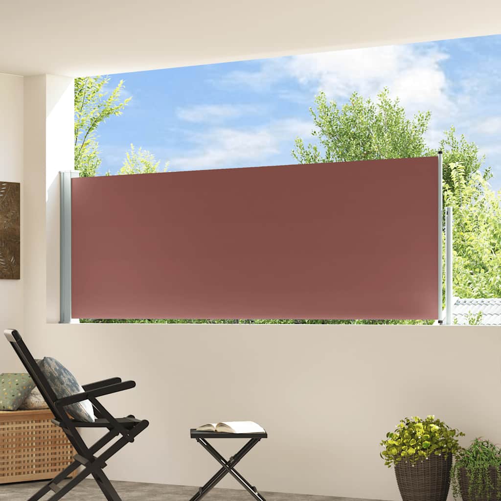 Toldo lateral retrátil para pátio 100x300 cm castanho