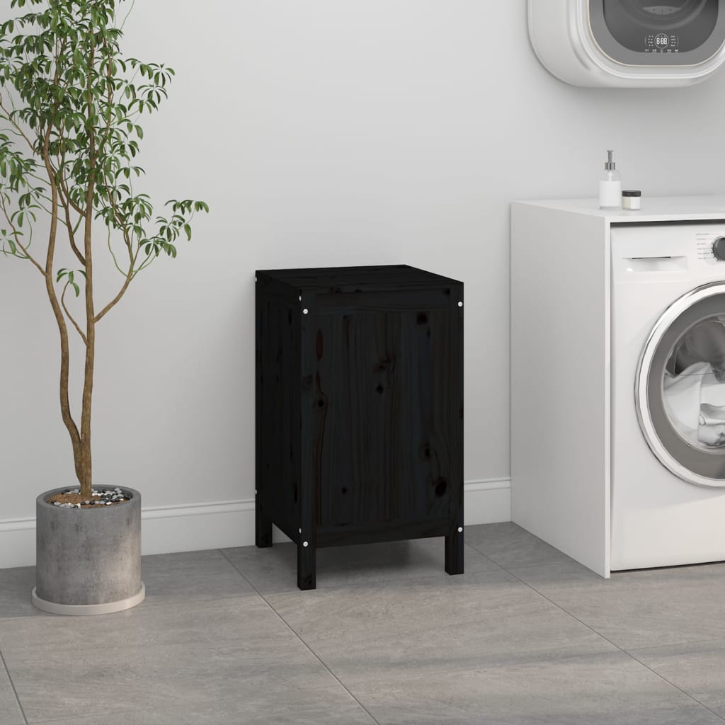 Caixa para roupa 44x44x76 cm madeira de pinho maciça preto
