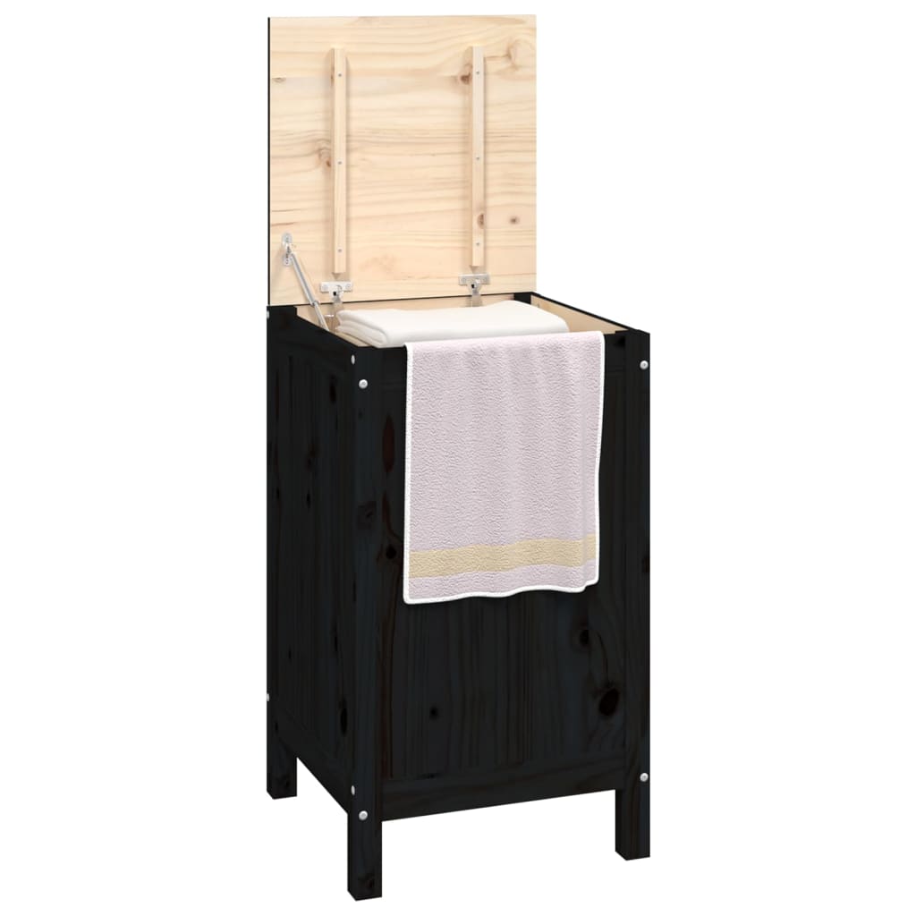 Caixa para roupa 44x44x76 cm madeira de pinho maciça preto