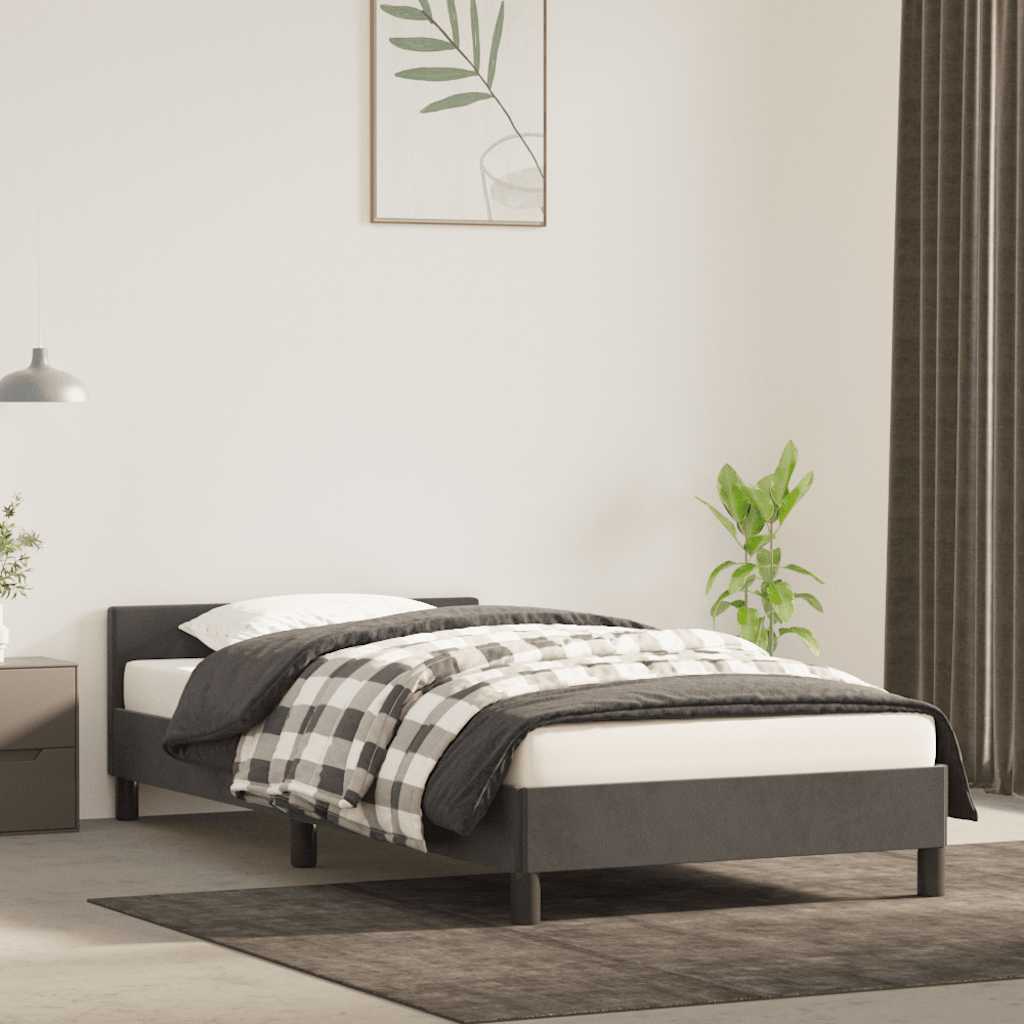Estrutura de cama sem colchão 90x190 cm veludo cinzento-escuro