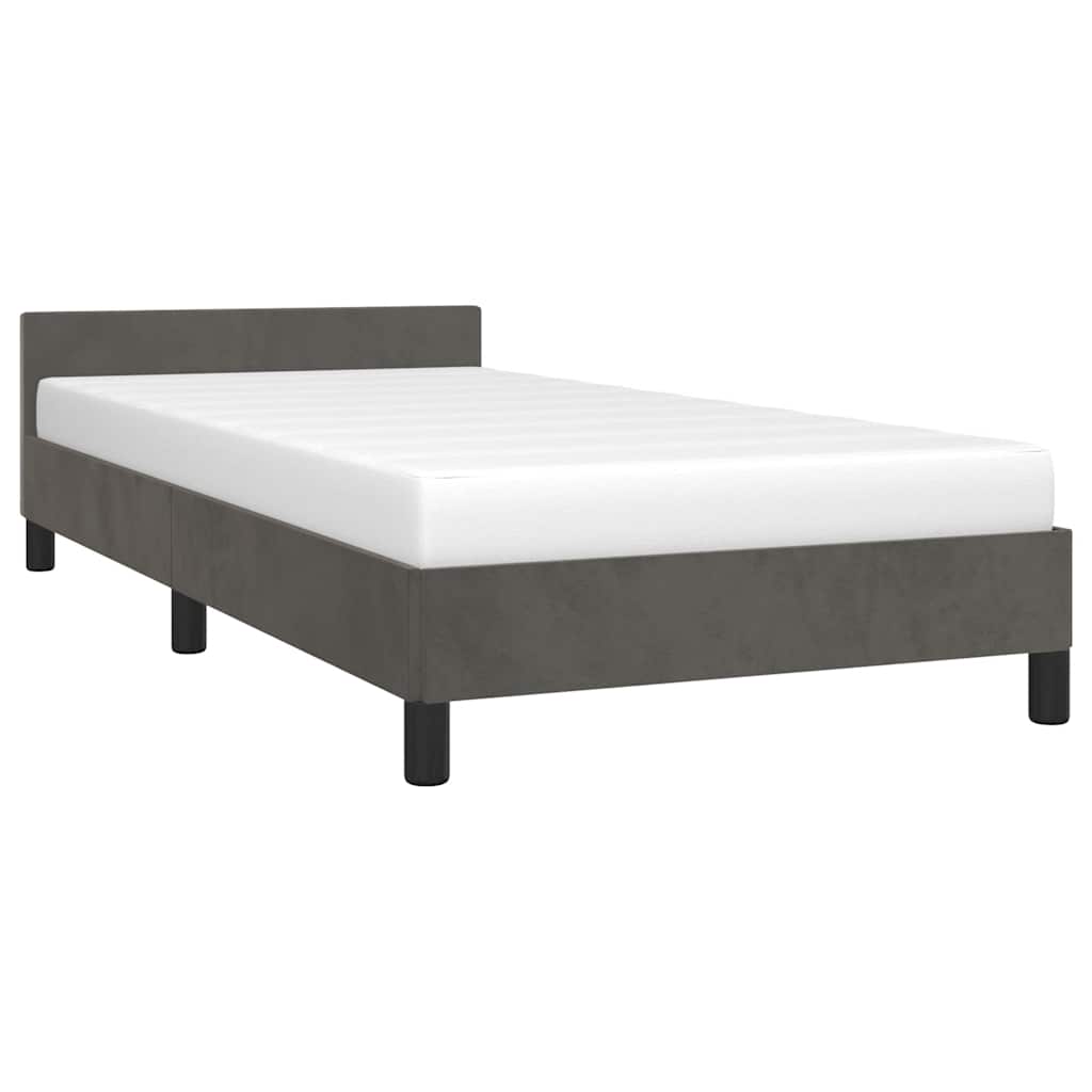 Estrutura de cama sem colchão 90x190 cm veludo cinzento-escuro