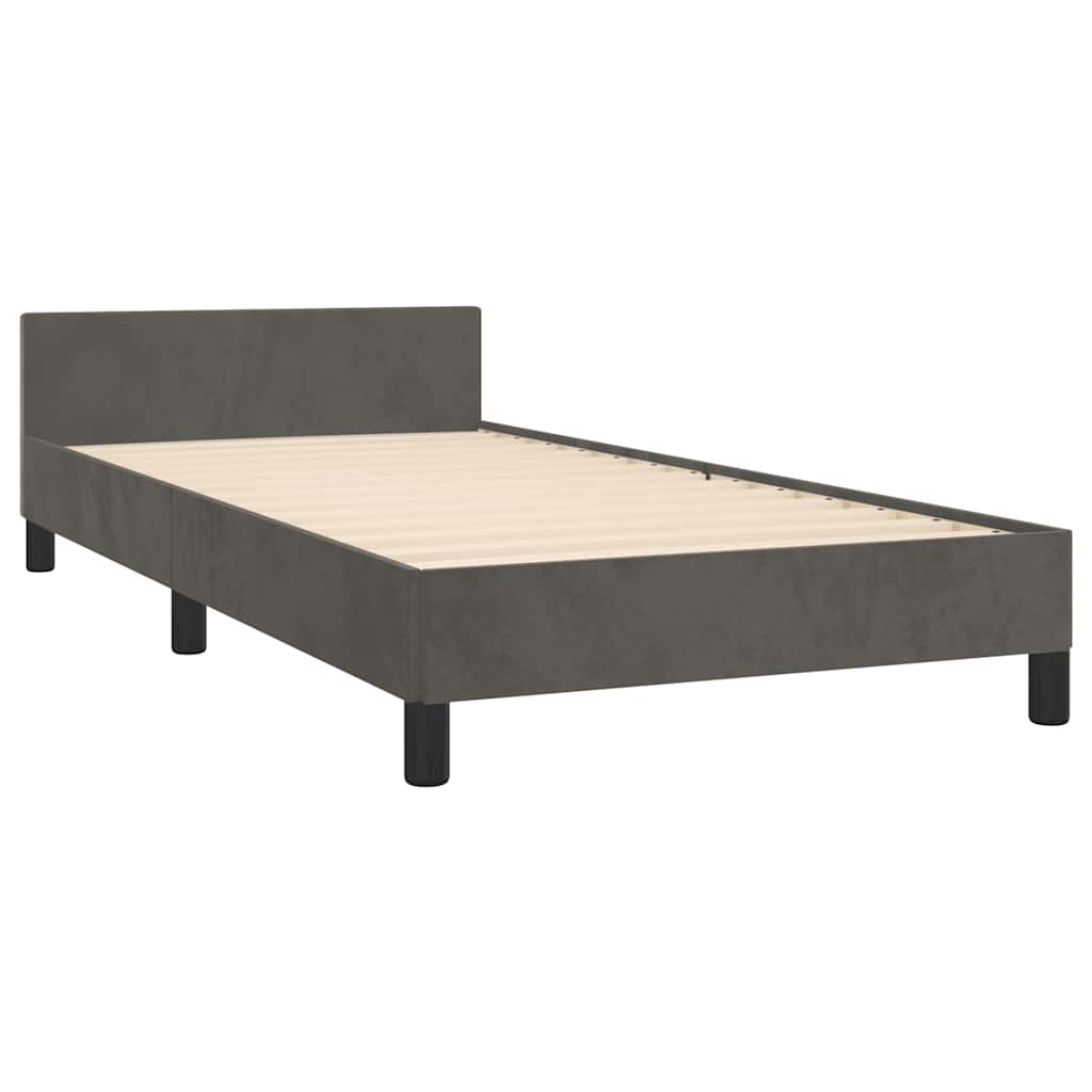 Estrutura de cama sem colchão 90x190 cm veludo cinzento-escuro