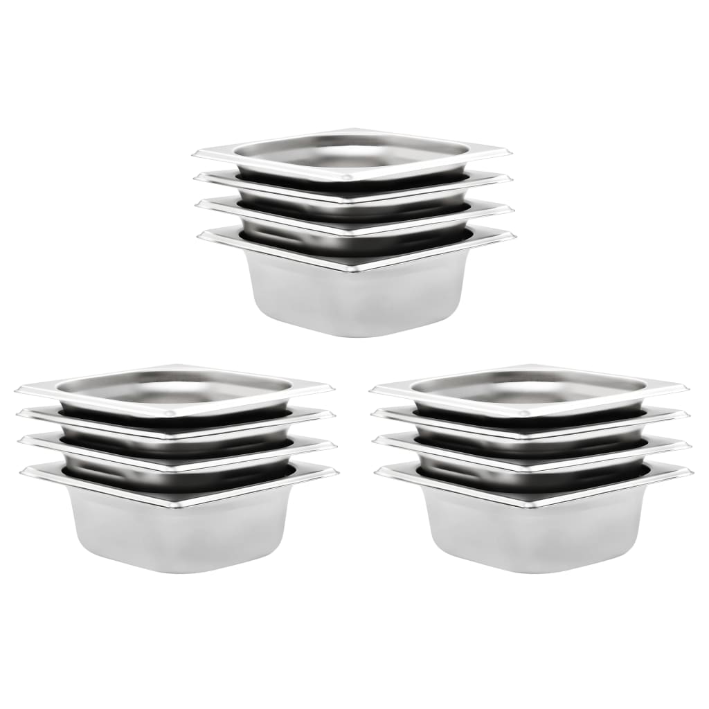 Recipientes gastronorm 12 pcs gn 1/6 65 mm aço inoxidável