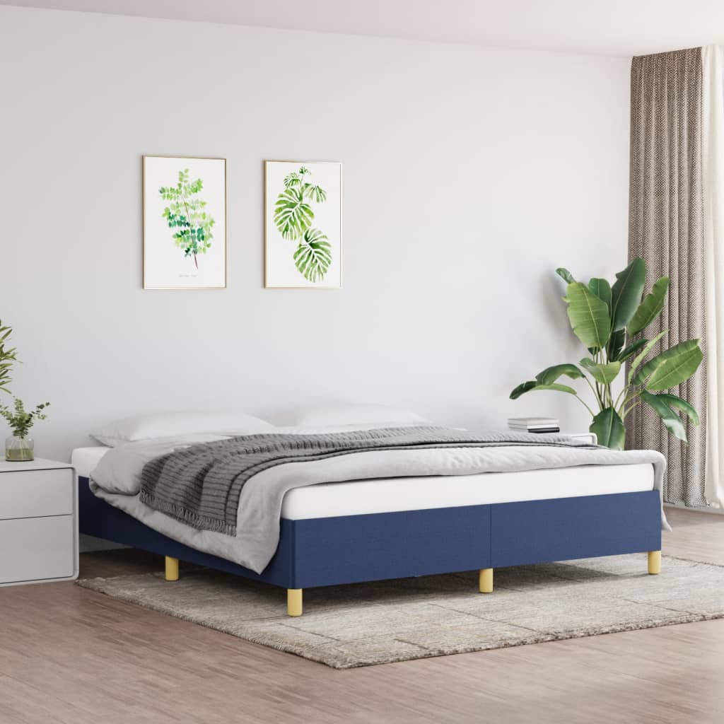 Estrutura de cama com molas 180x200 cm tecido azul