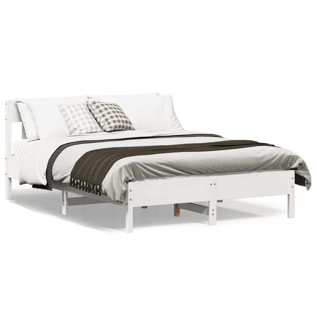 Cama sem colchão 140x190 cm madeira de pinho maciça branco