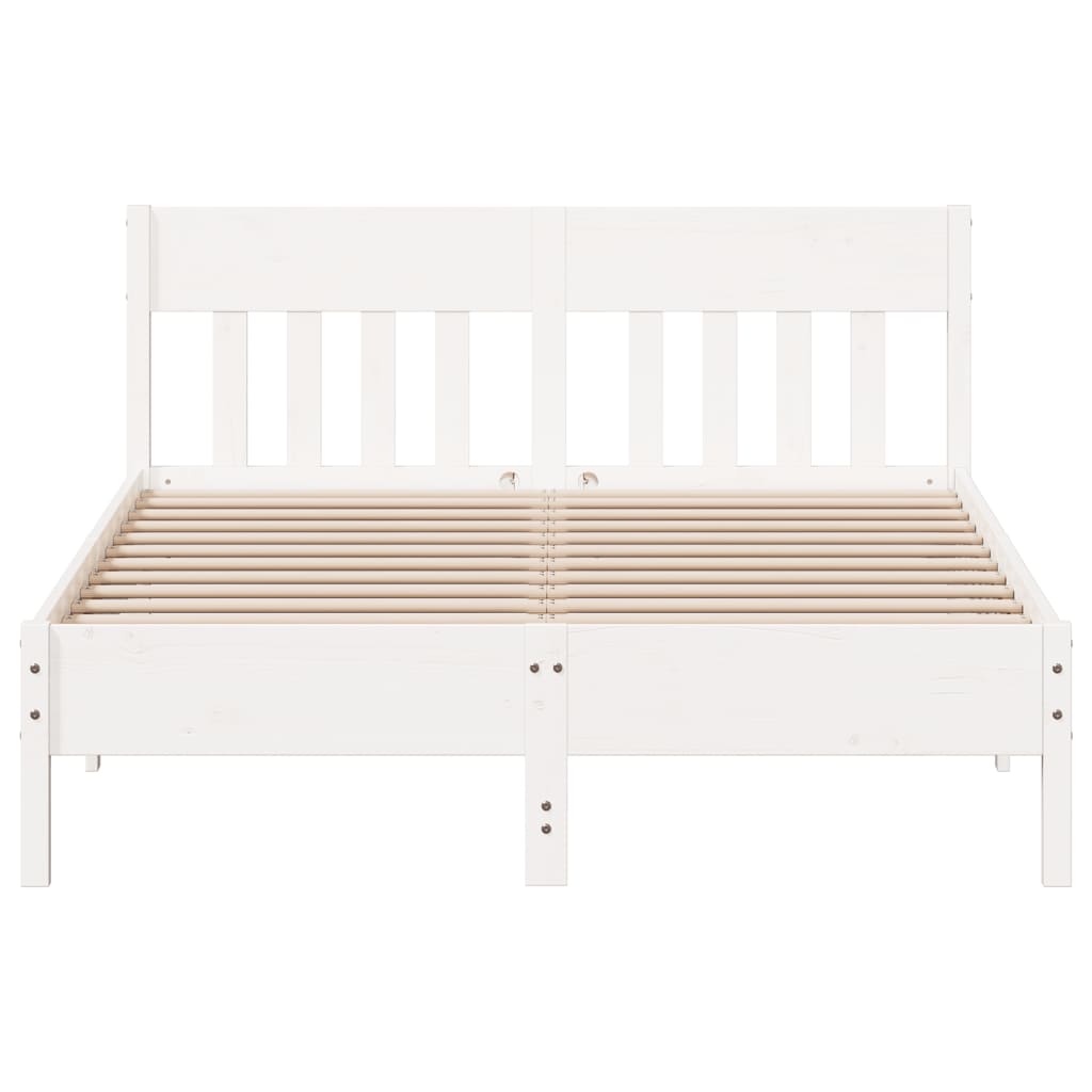 Cama sem colchão 140x190 cm madeira de pinho maciça branco