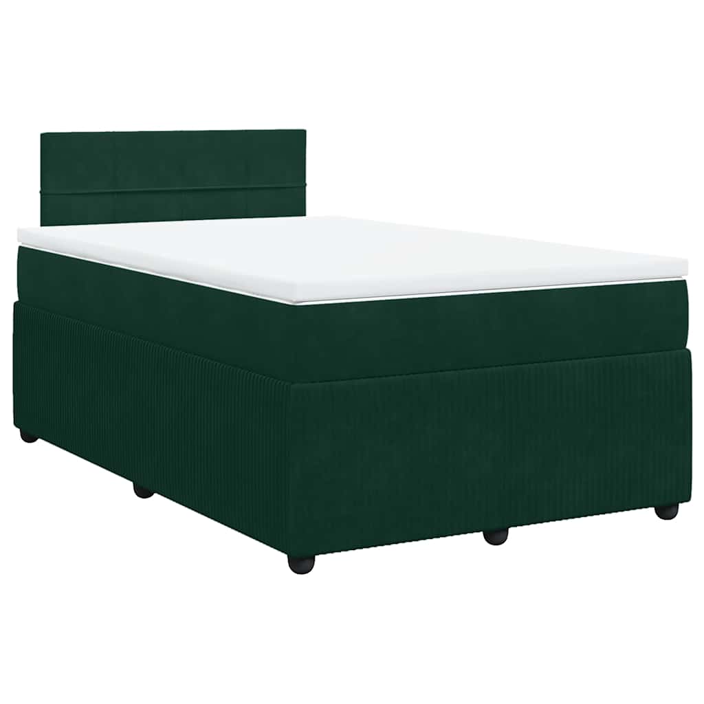 Cama boxspring com colchão 120x190 cm veludo verde-escuro
