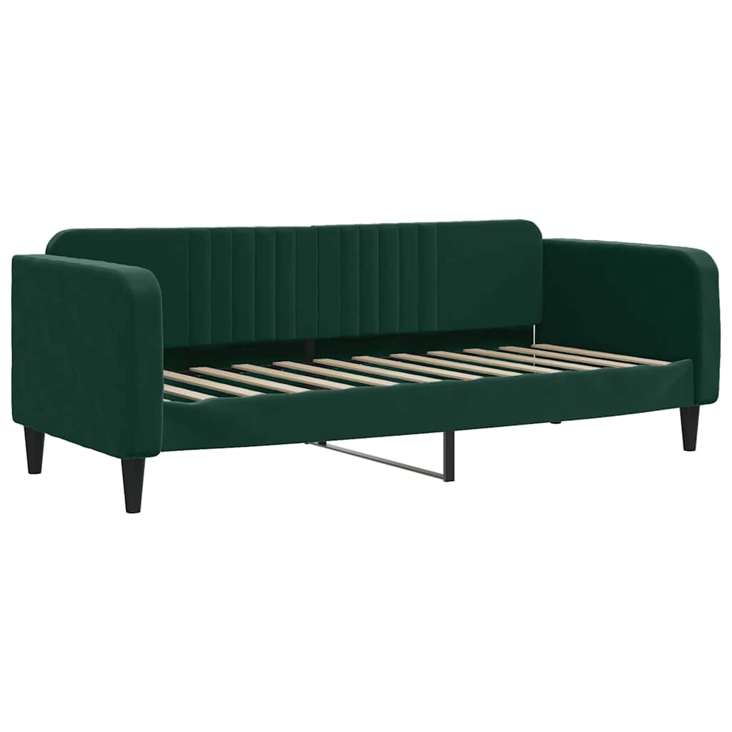 Sofá-cama com colchão 80x200 cm veludo verde-escuro
