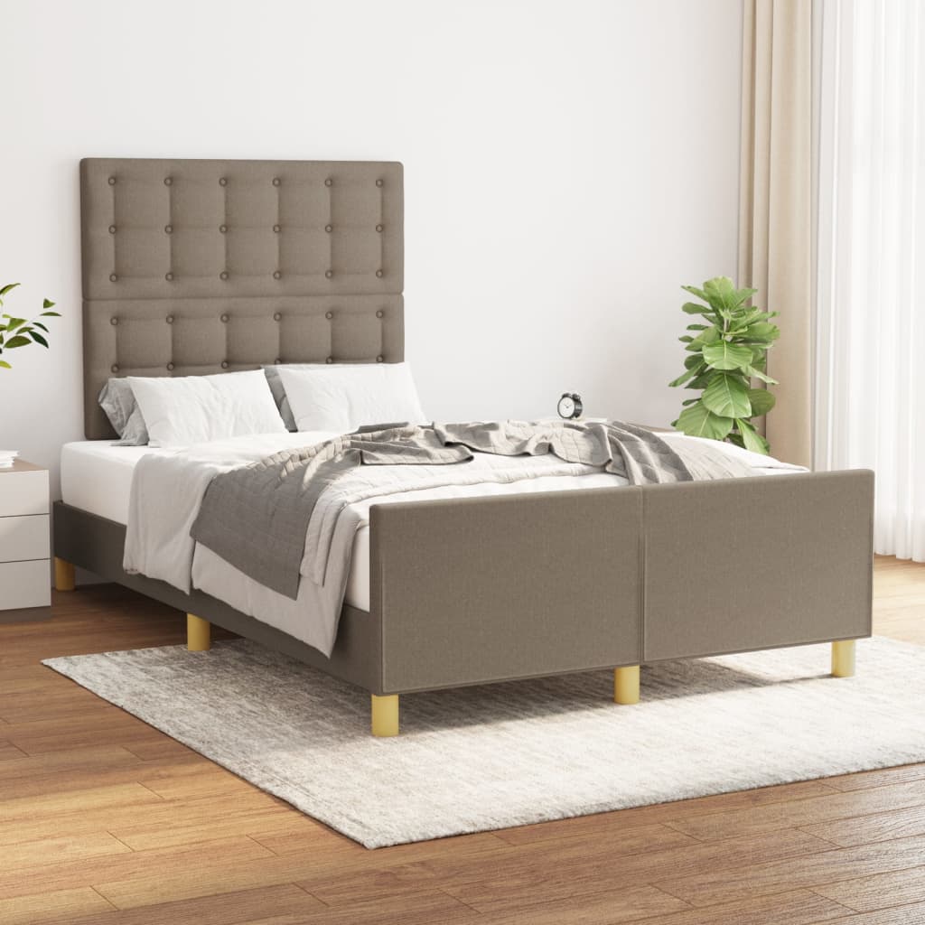 Estrutura de cama sem colchão 120x190cm tecido cinzento