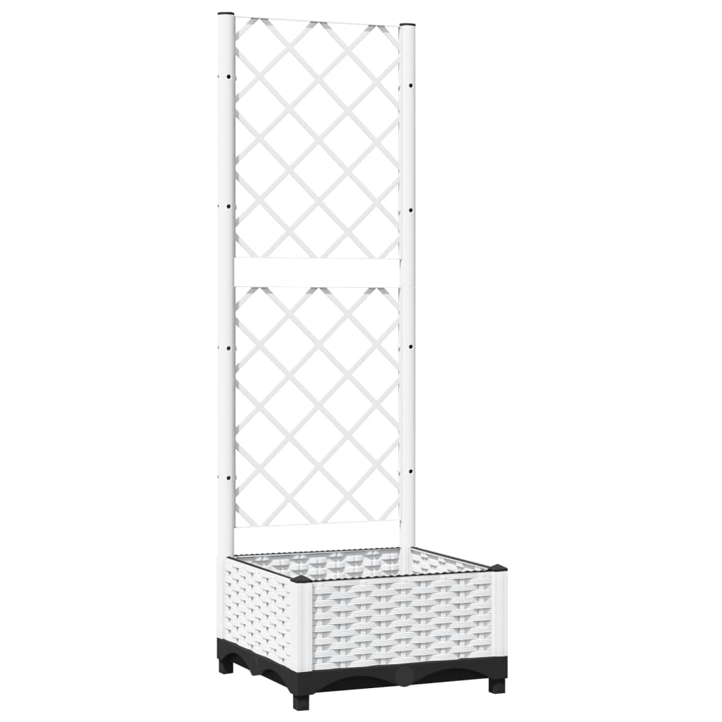 Vaso/floreira de jardim c/ treliça 40x40x121,5 cm PP branco