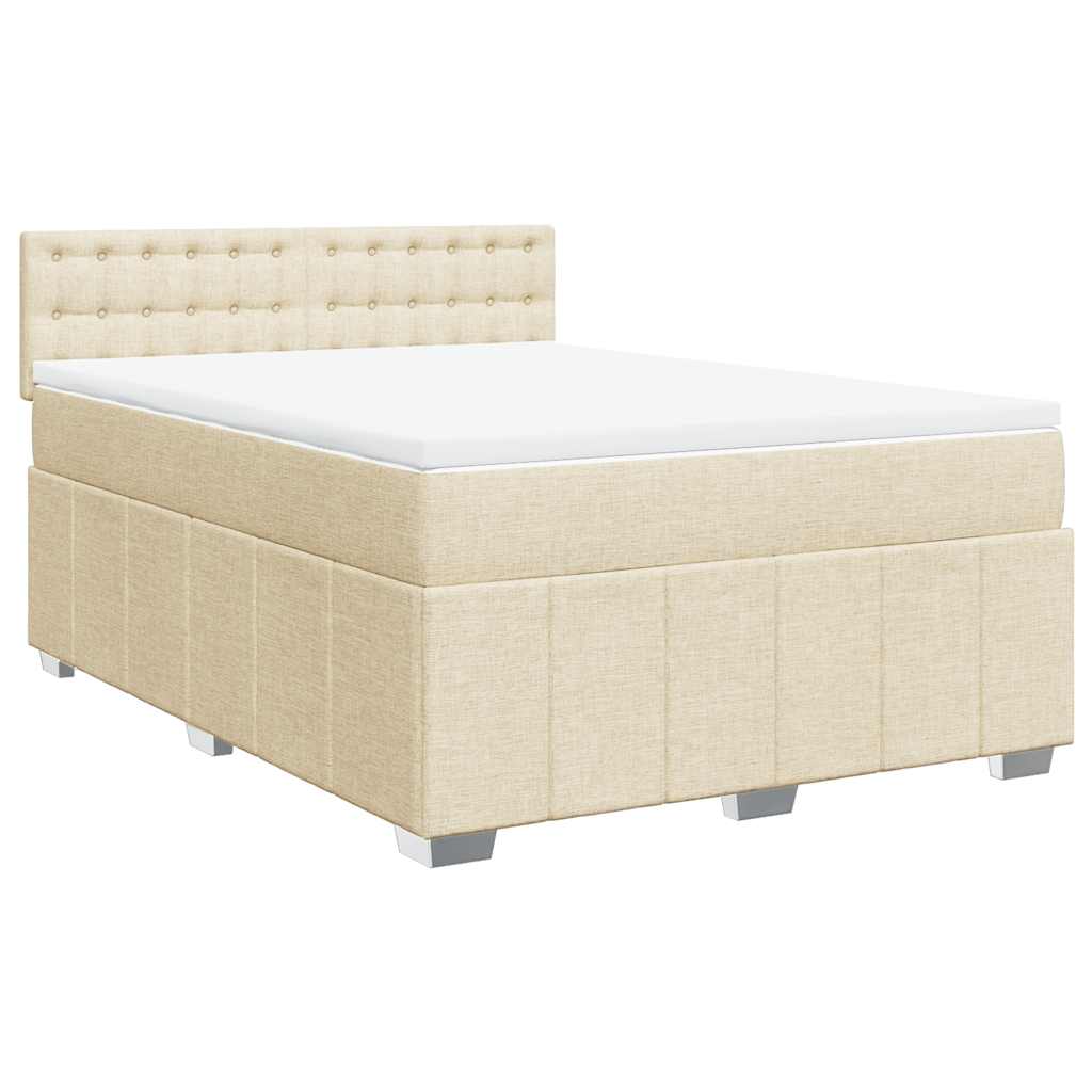 Cama com molas/colchão 140x190 cm tecido cor creme