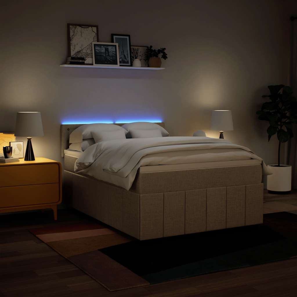 Cama com molas/colchão 140x190 cm tecido cor creme