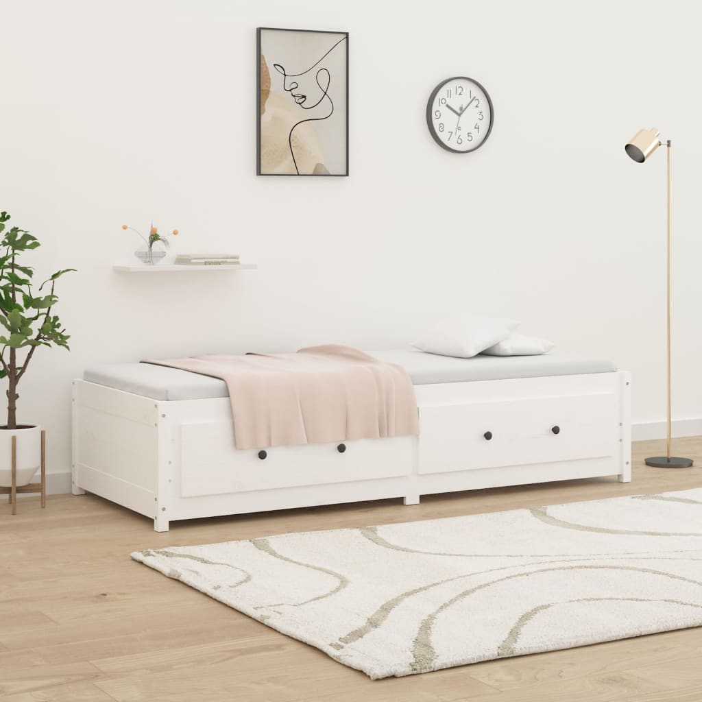 Sofá-cama sem colchão 90x200 cm madeira de pinho maciça branco