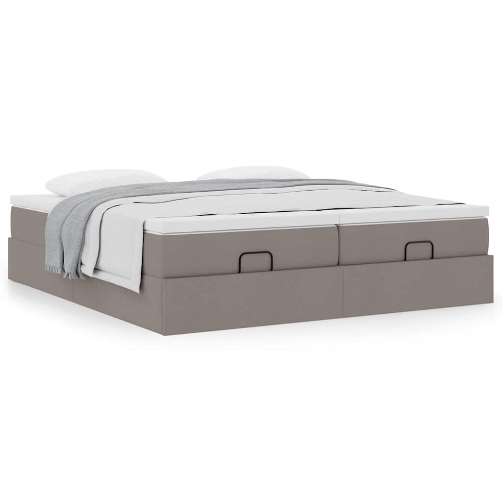 Estrutura de cama otomana com colchões tecido cinzento