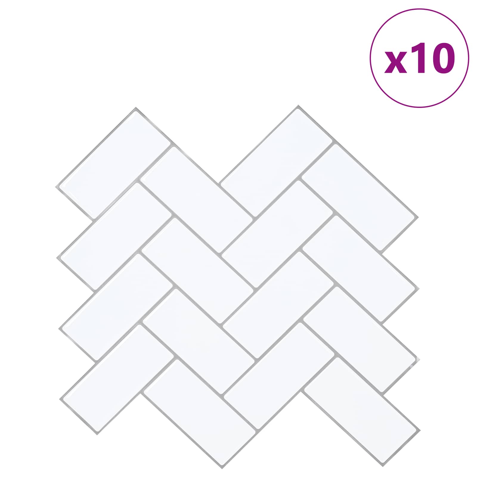 Azulejo chevron 10 unid. branco e cinza 30 x 30 cm