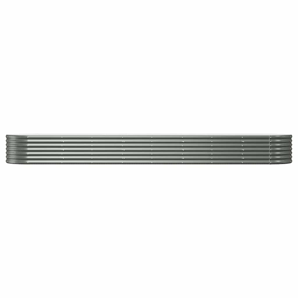 Canteiro elevado jardim 368x80x36cm aço galvanizado cinzento