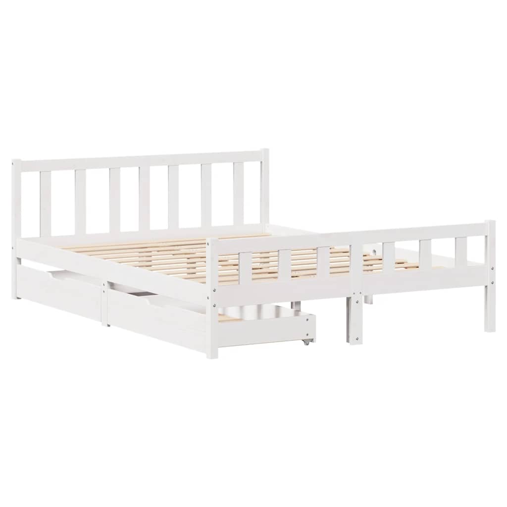 Cama sem colchão 150x200 cm madeira de pinho maciça branco