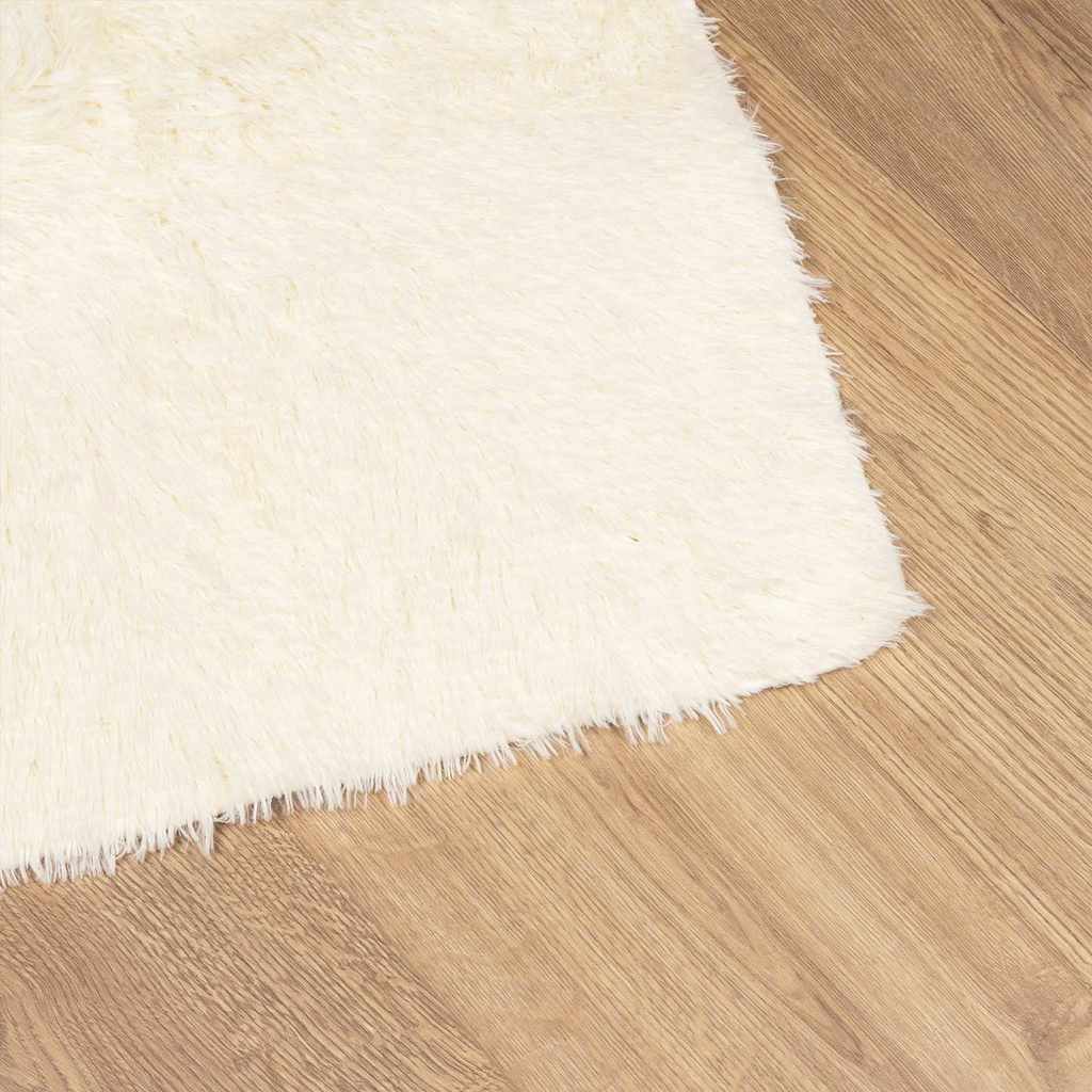 Tapete shaggy de pelo alto navarra 120x120 cm poliéster creme
