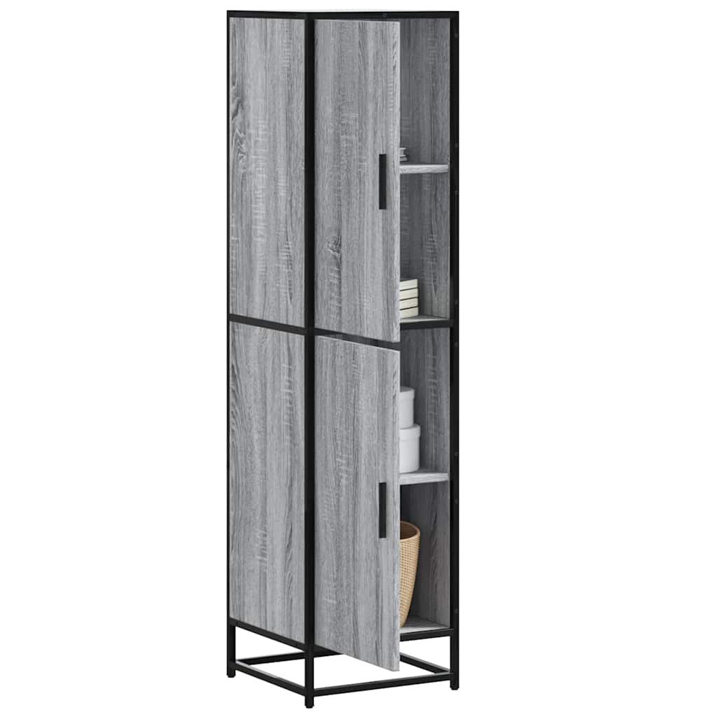Armário alto 35,5x35x139 cm madeira e metal cinza sonoma
