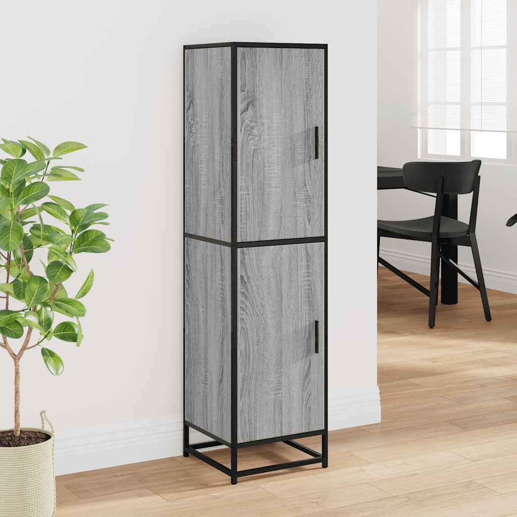 Armário alto 35,5x35x139 cm madeira e metal cinza sonoma