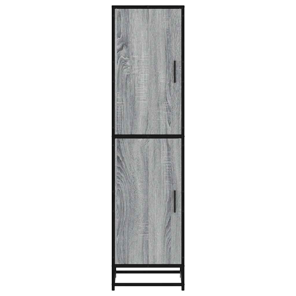 Armário alto 35,5x35x139 cm madeira e metal cinza sonoma