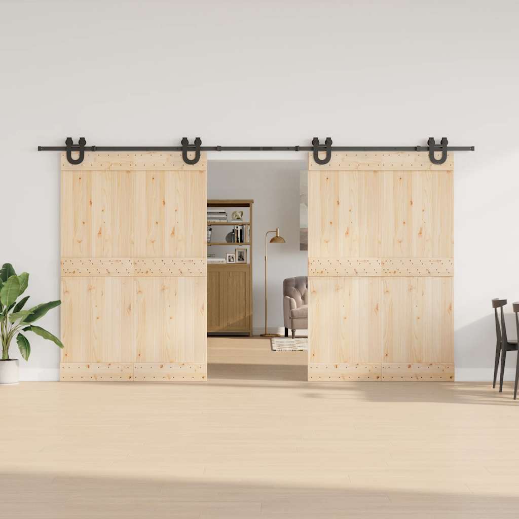 Kit de ferragens para porta deslizante 400 cm aço preto