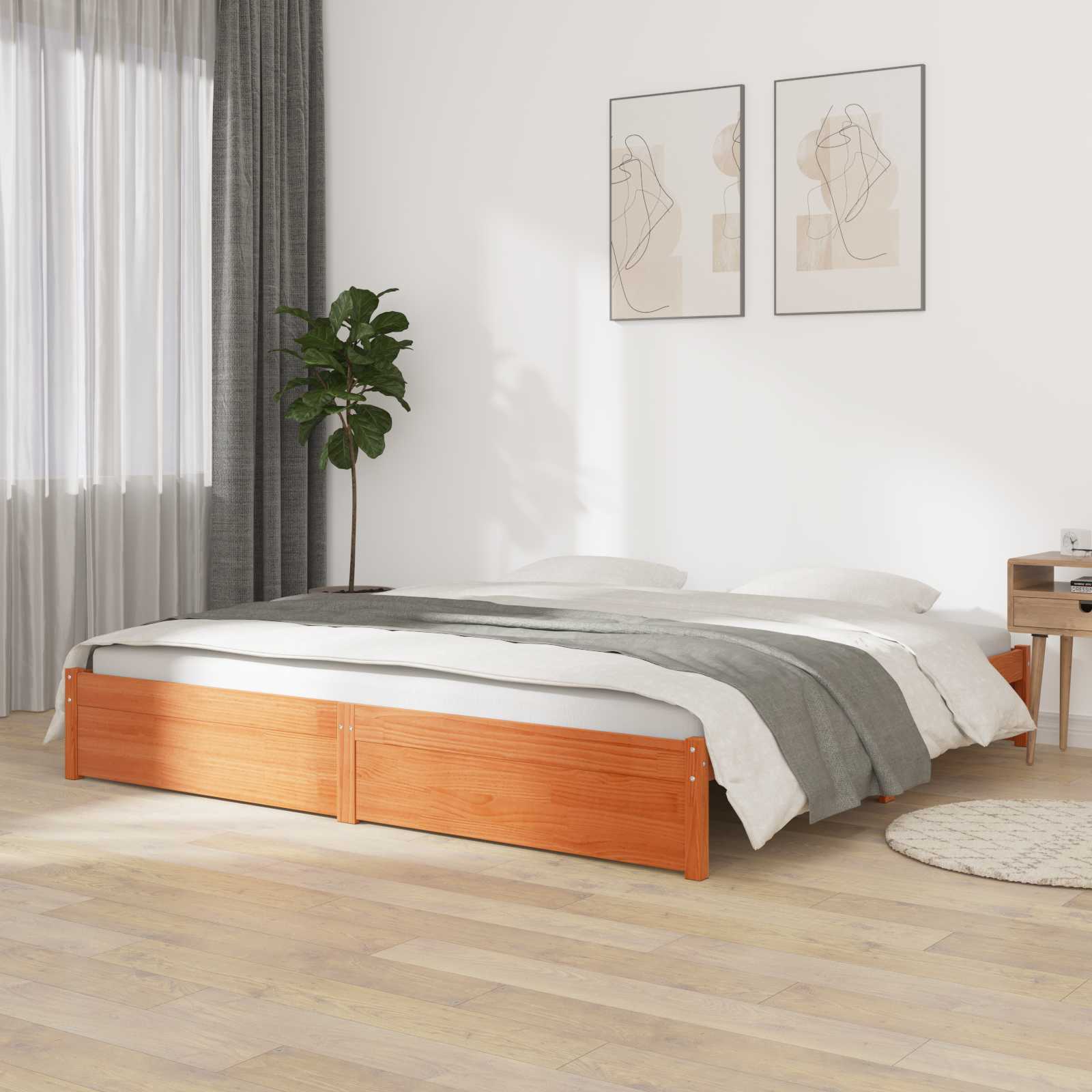 Estrutura da cama marrom cera 140 x 200 cm