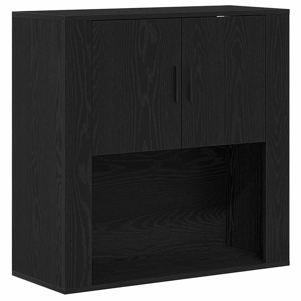 Armário de parede com prateleira carvalho preto 80 x 33 x 80 cm