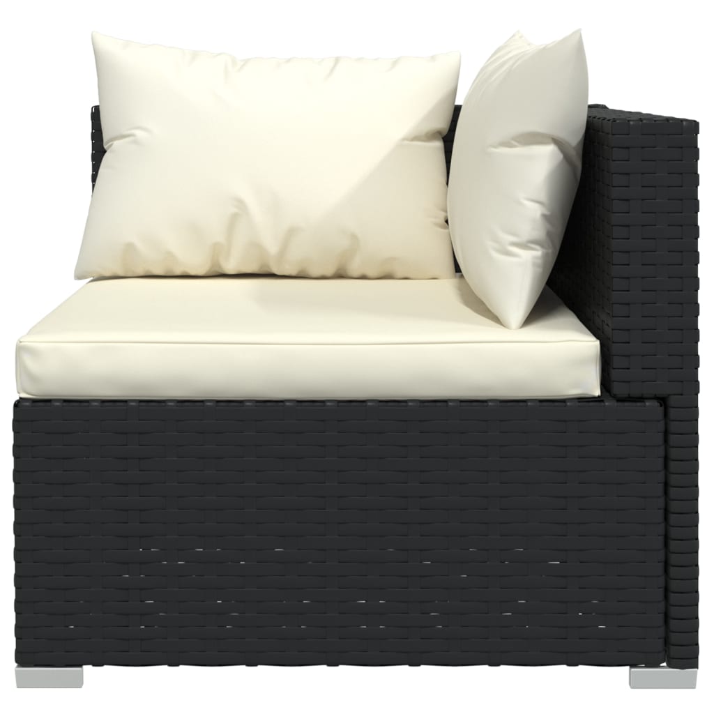 11 Pcs conjunto lounge de jardim c/ almofadões vime PE preto