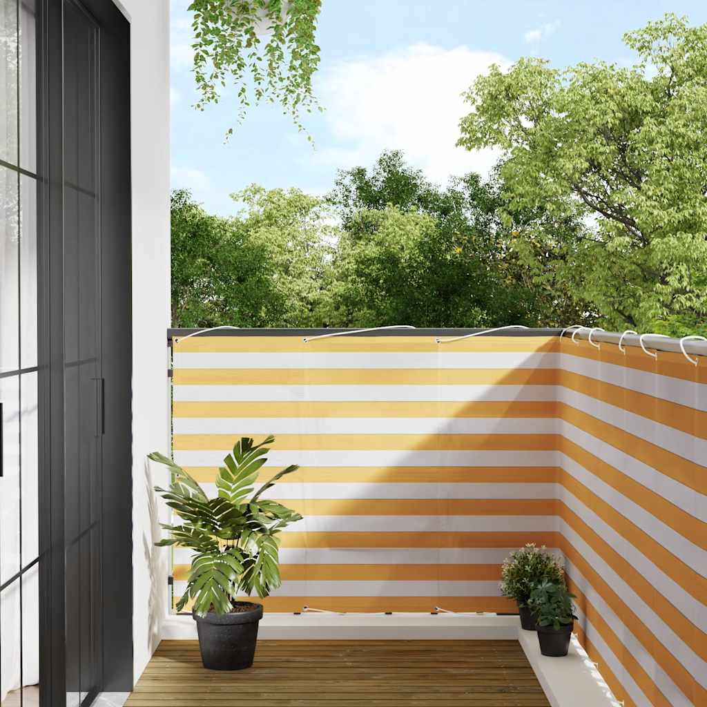Tela de varanda 120x800 cm amarelo e branco riscas