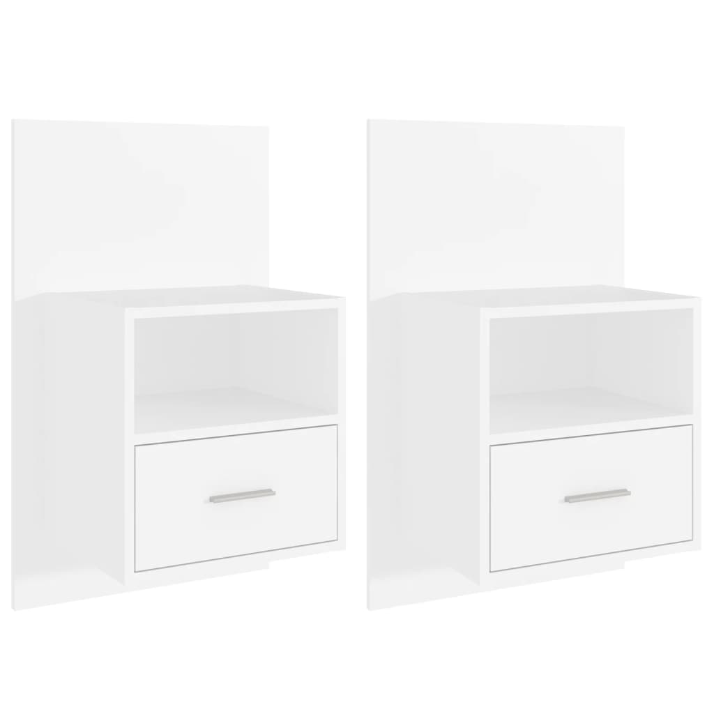 Mesas de cabeceira montagem na parede 2 pcs branco