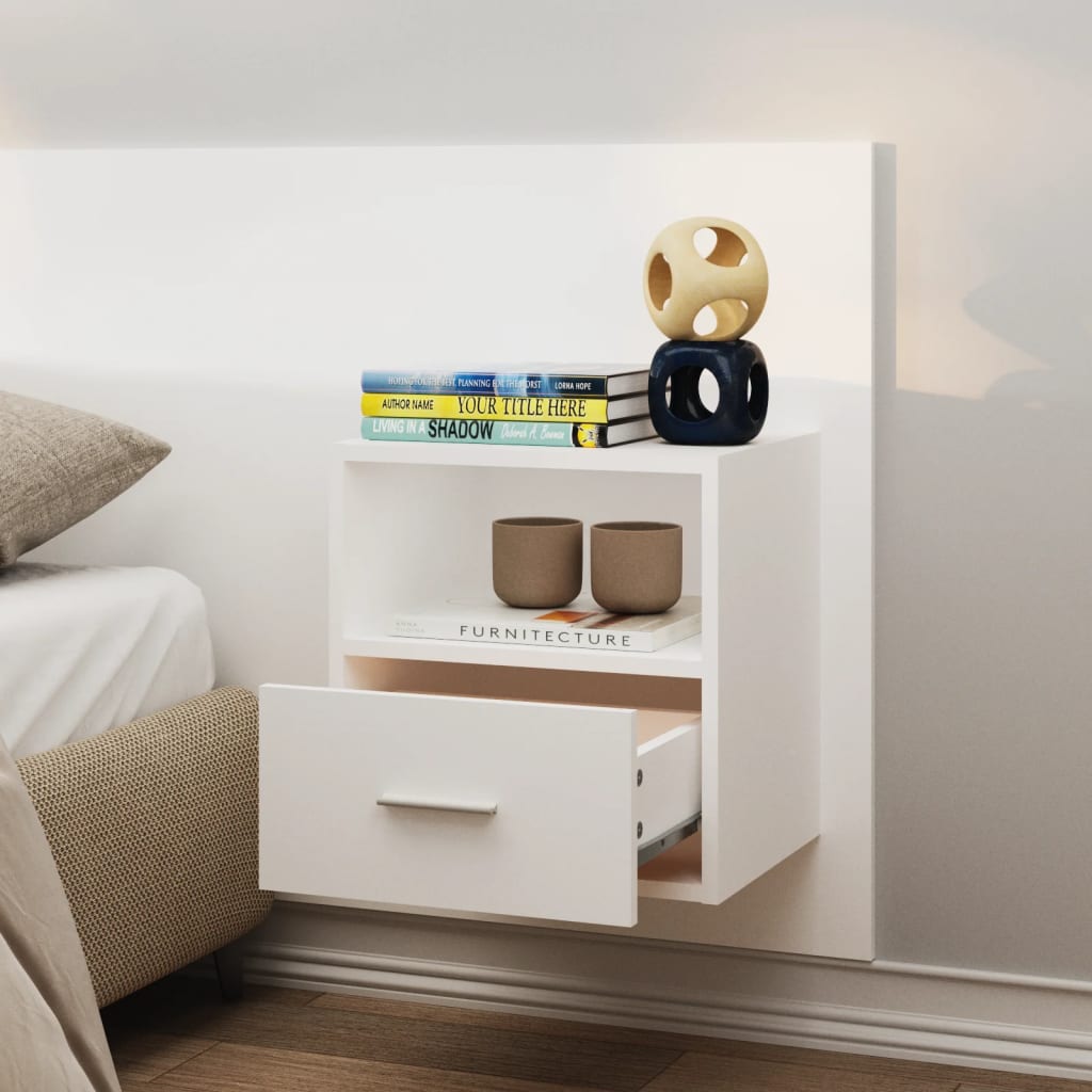Mesas de cabeceira montagem na parede 2 pcs branco