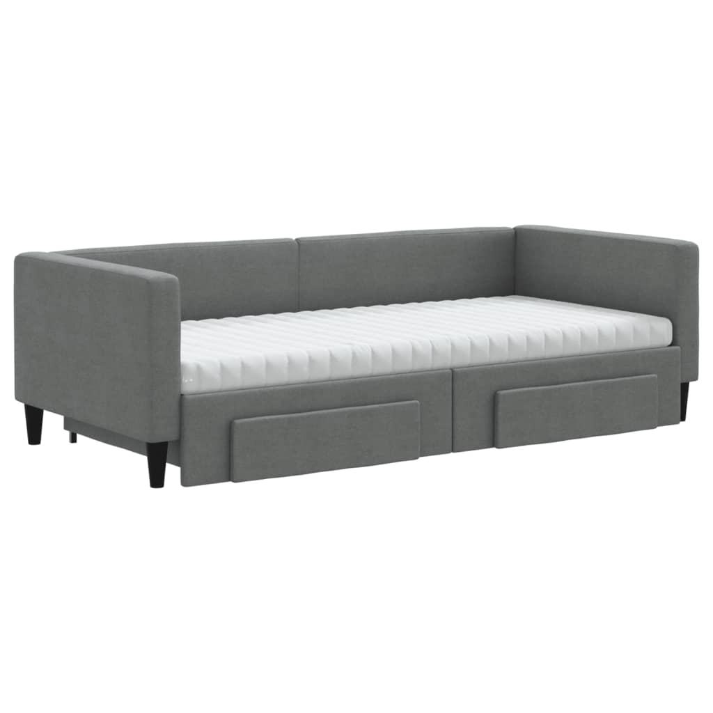 Sofá-cama c/ gavetão e gavetas 90x190 cm tecido cinzento-escuro
