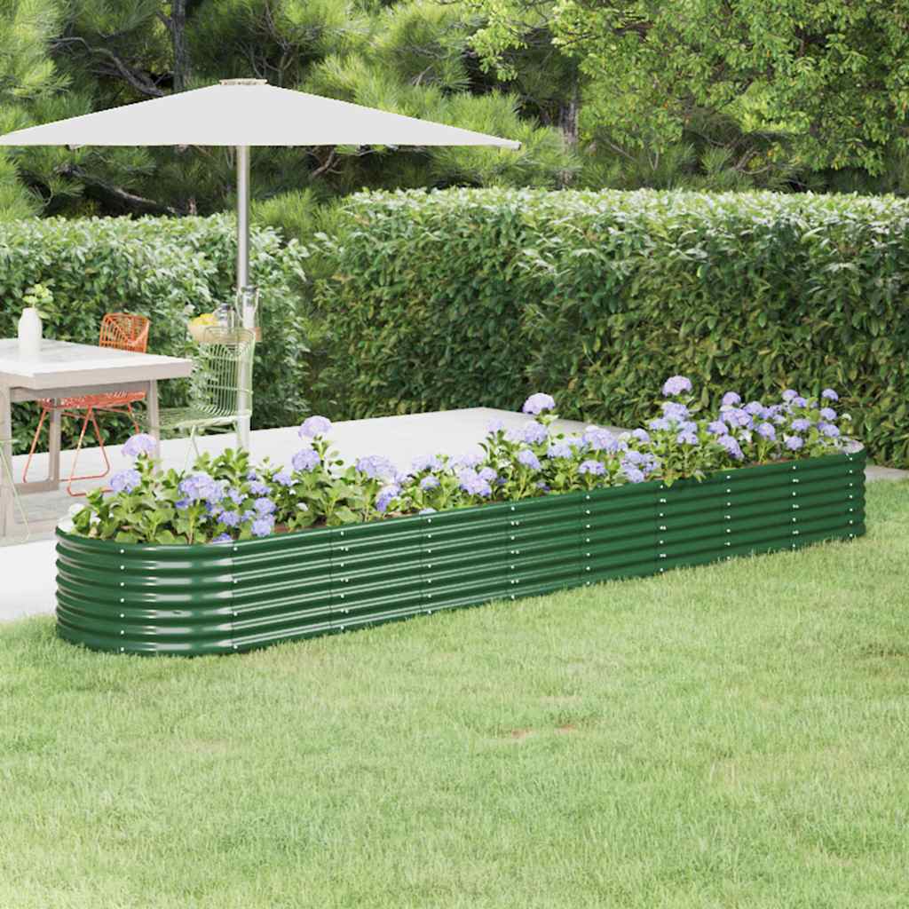 Canteiro elevado jardim 368x80x36 cm aço galvanizado verde