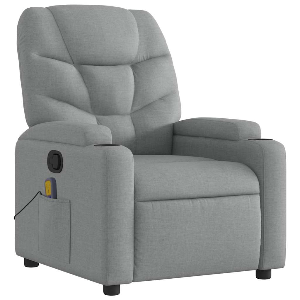 Poltrona de massagens reclinável tecido cinzento-claro