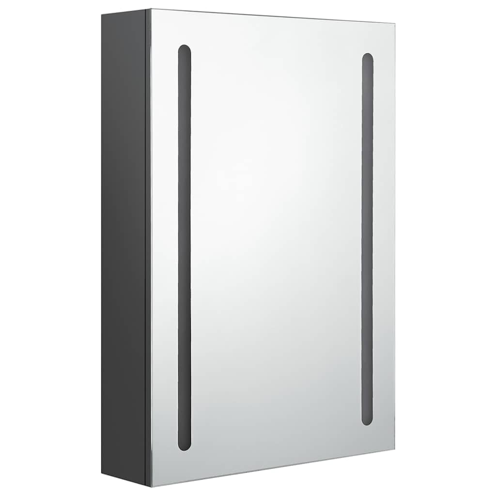 Armário espelhado p/ casa de banho LED 50x13x70 cm cinzento
