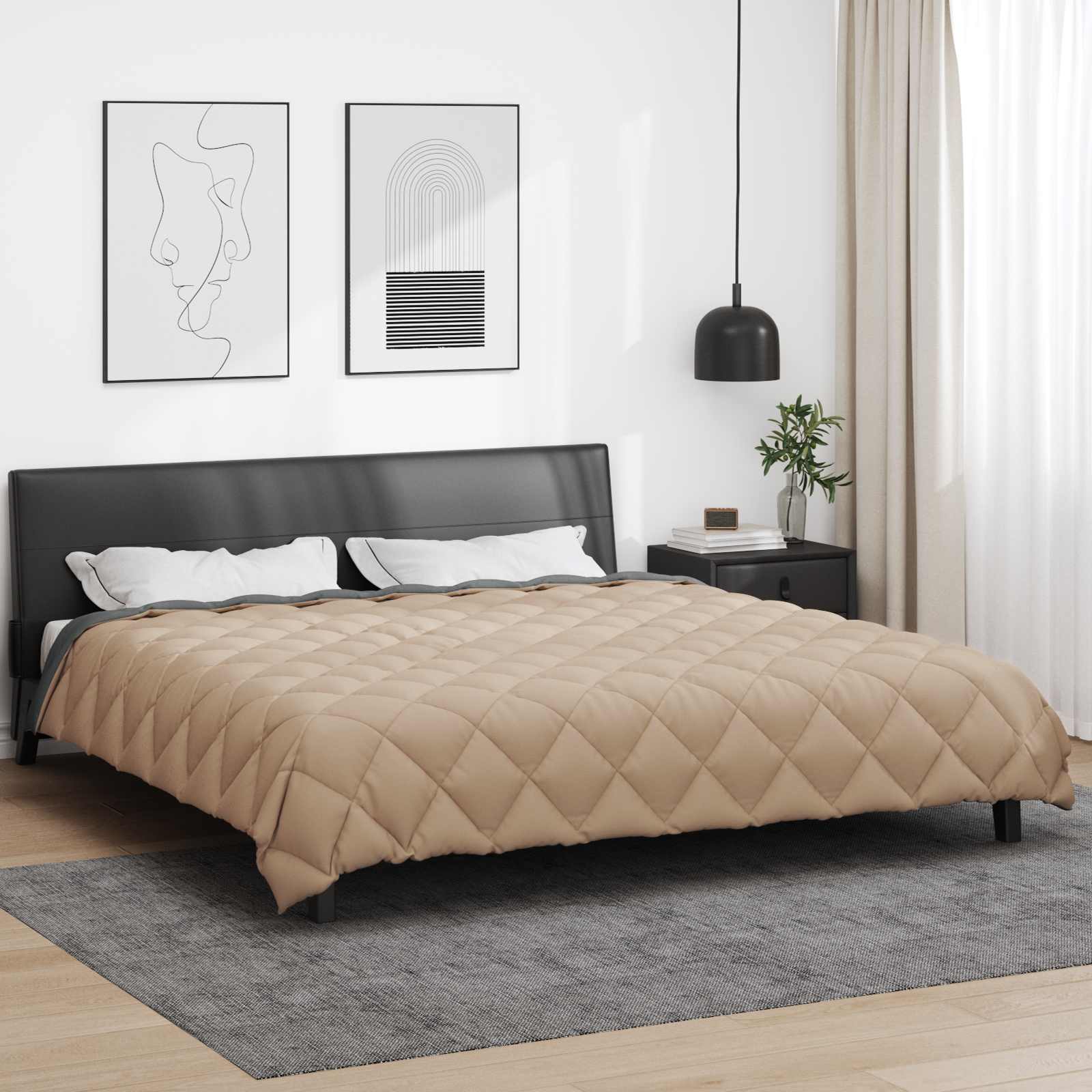 Edredom de inverno 200 x 220 cm 450 gsm antracite e taupe