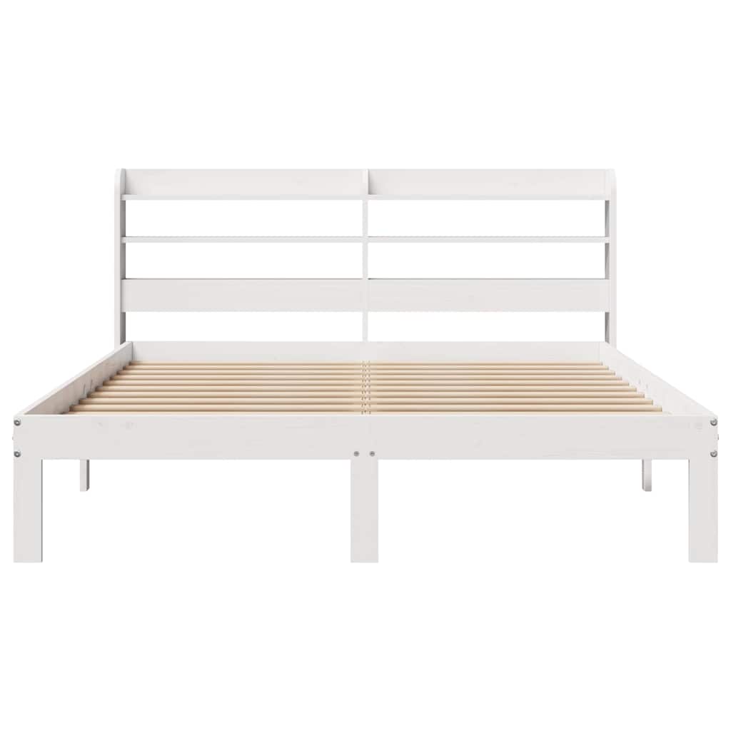 Estrutura de cama c/ cabeceira 150x200 cm pinho maciço branco