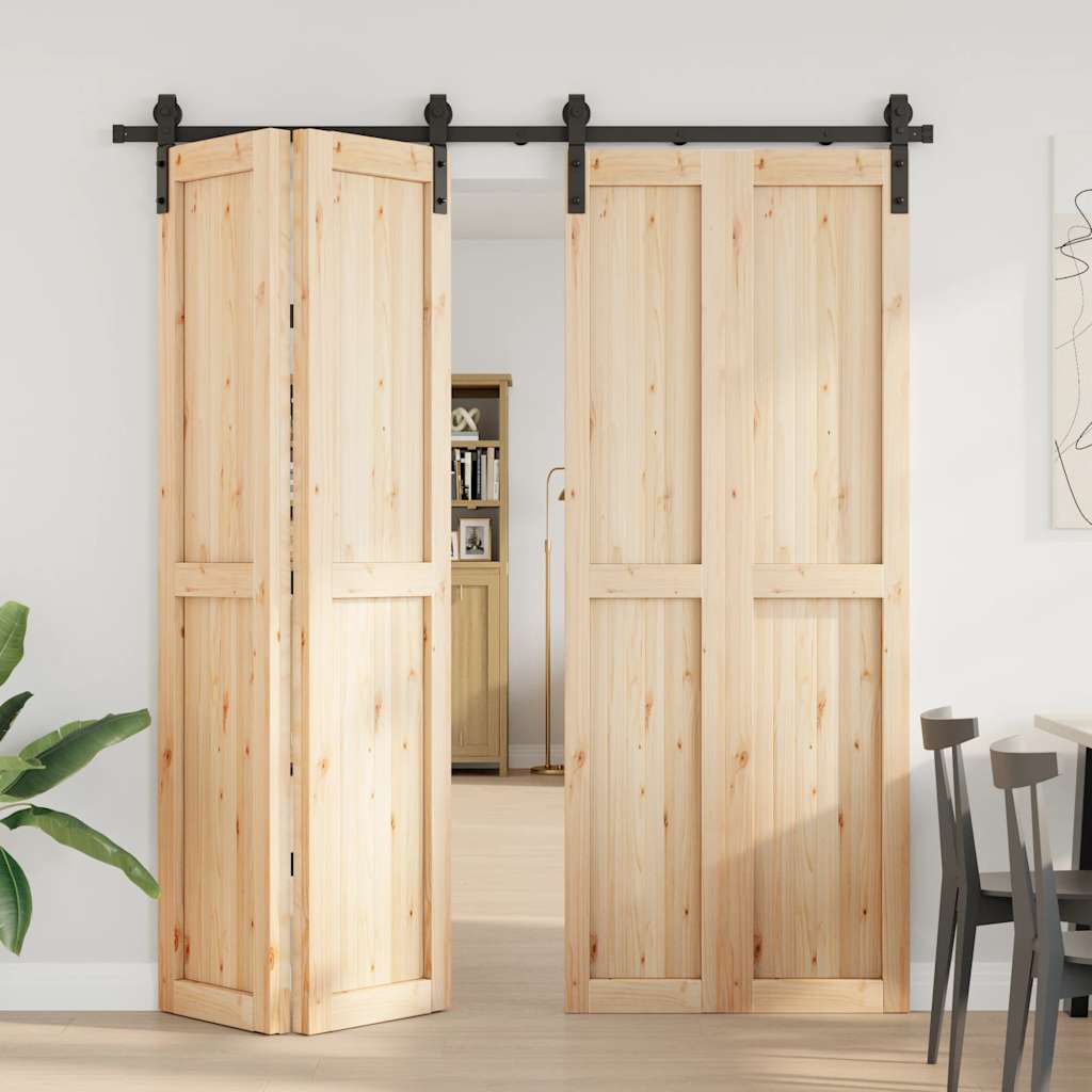 Kit de ferragens para porta deslizante 200 cm aço preto