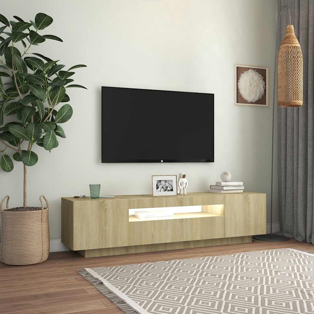 Móvel de TV com luzes LED 160x35x40 cm carvalho sonoma