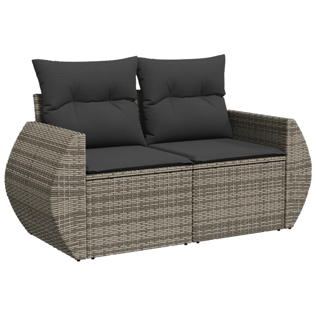 4 Pcs conjunto sofás de jardim c/ almofadões vime PE cinzento