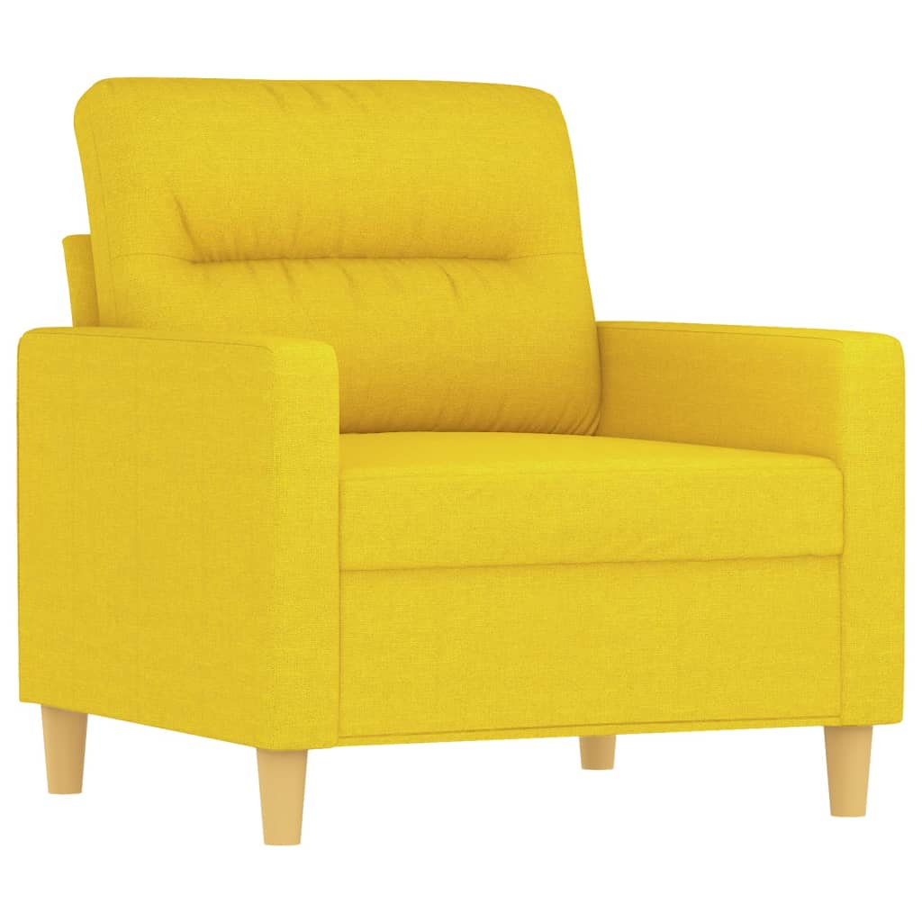 4 Pcs conjunto de sofás com almofadas tecido amarelo-claro