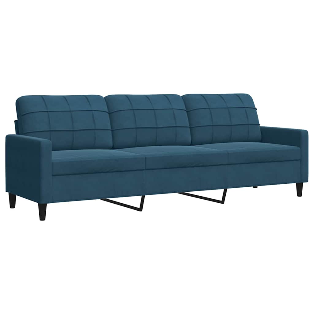 4 Pcs conjunto de sofás com almofadões e rolos veludo azul