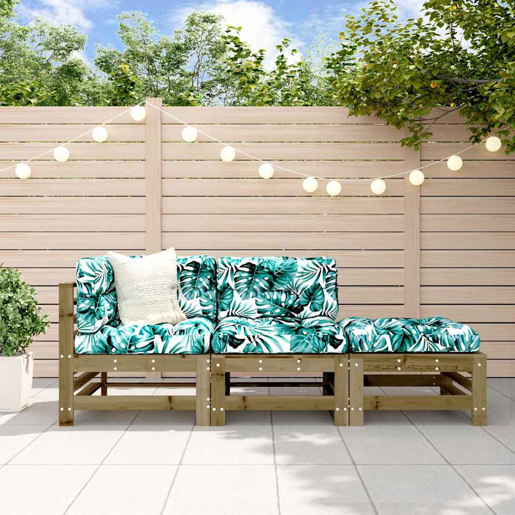 3 Pcs conjunto lounge de jardim madeira de pinho impregnada
