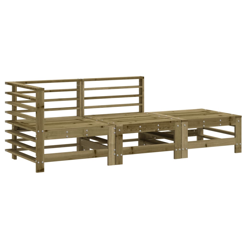 3 Pcs conjunto lounge de jardim madeira de pinho impregnada