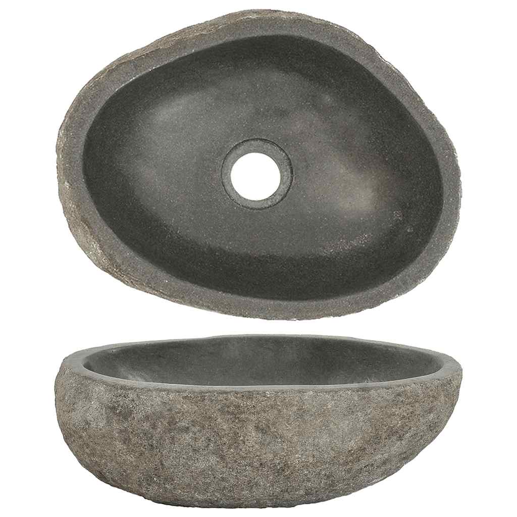 Lavatório de pedra do rio oval (29-38)x(24-31) cm