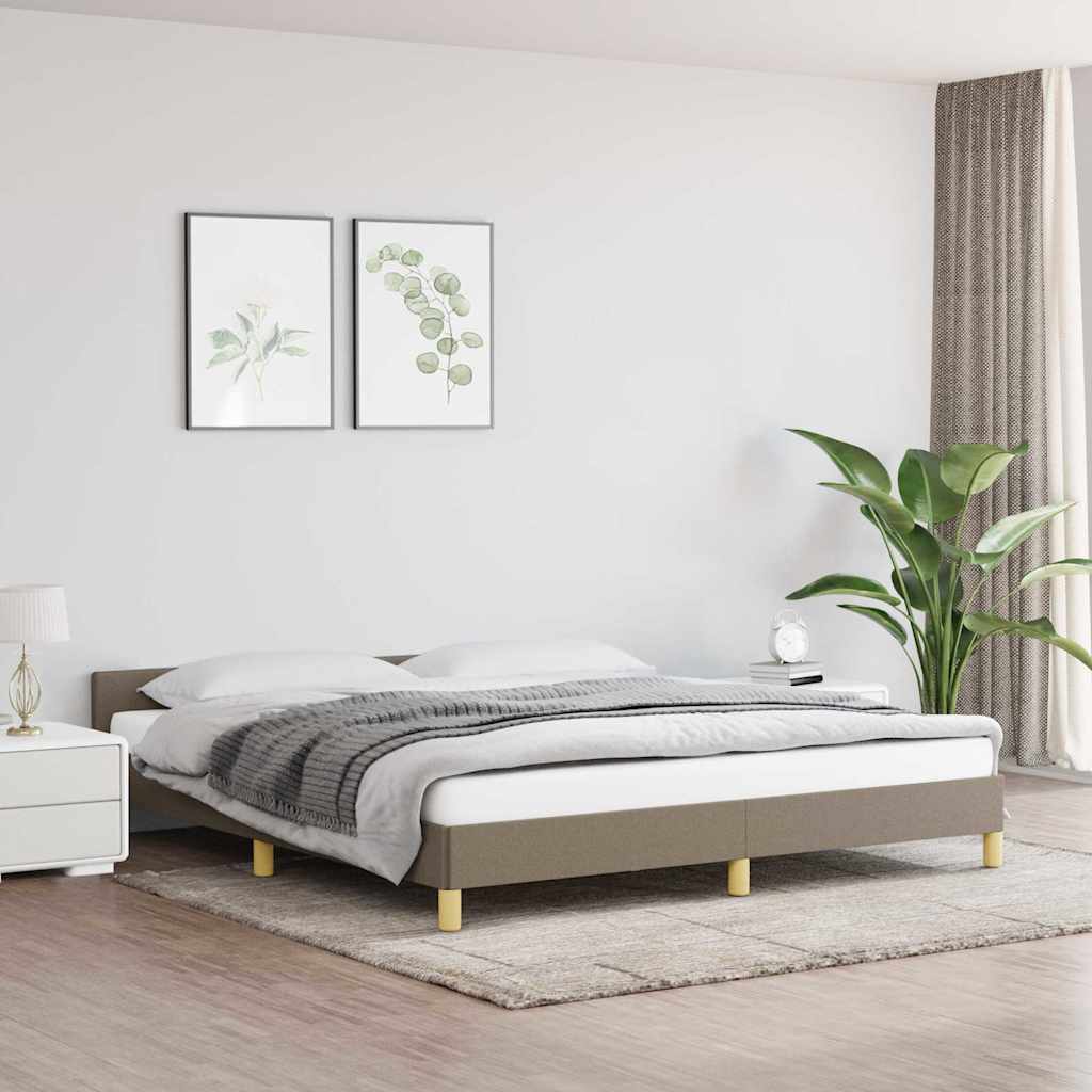 Cama sem colchão 160x200 cm tecido castanho-acinzentado