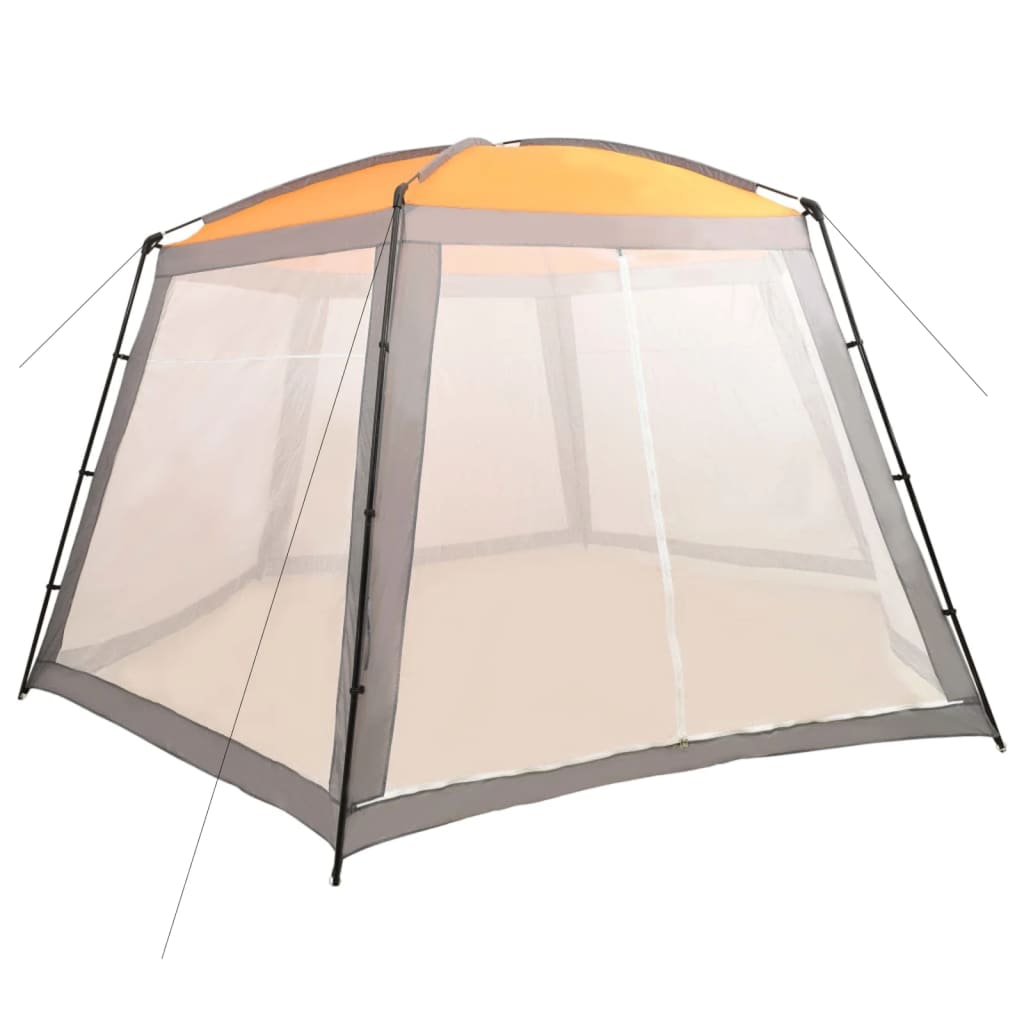Tenda para piscina 590x520x250 cm tecido cinza
