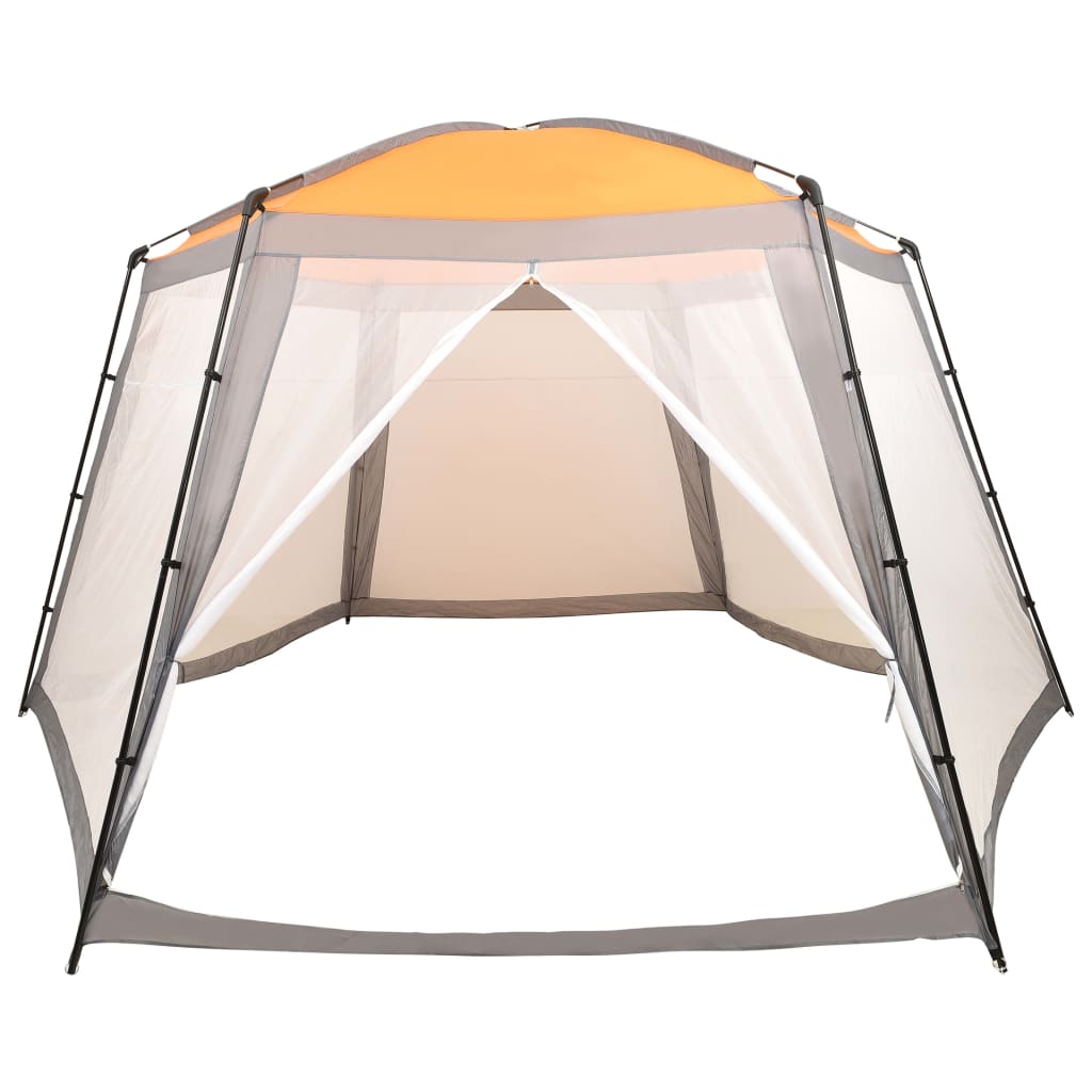 Tenda para piscina 590x520x250 cm tecido cinza