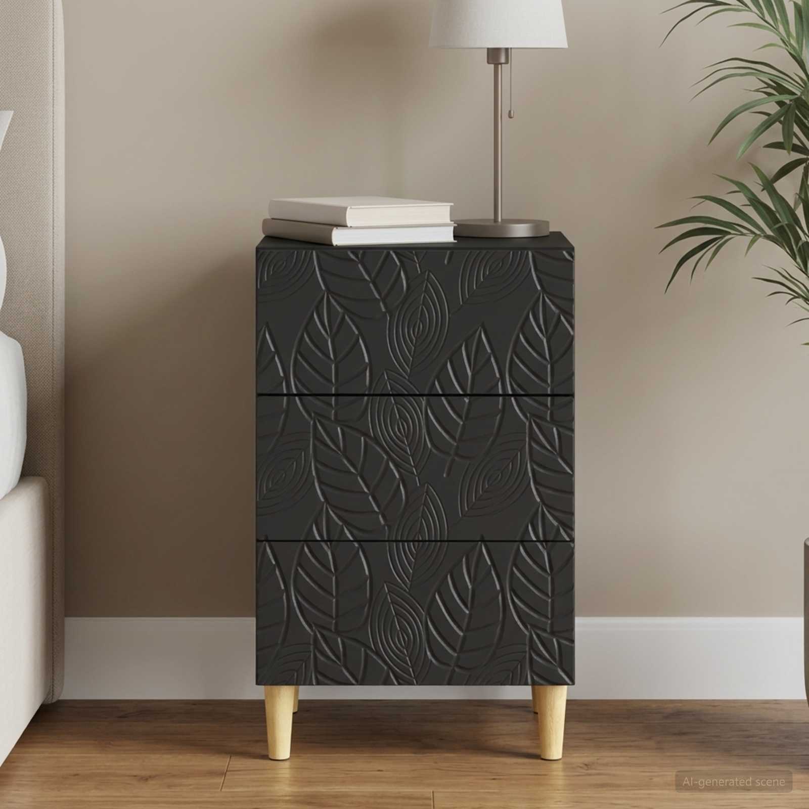 Mesa-de-cabeceira preto 43 x 39,5 x 66,5 cm